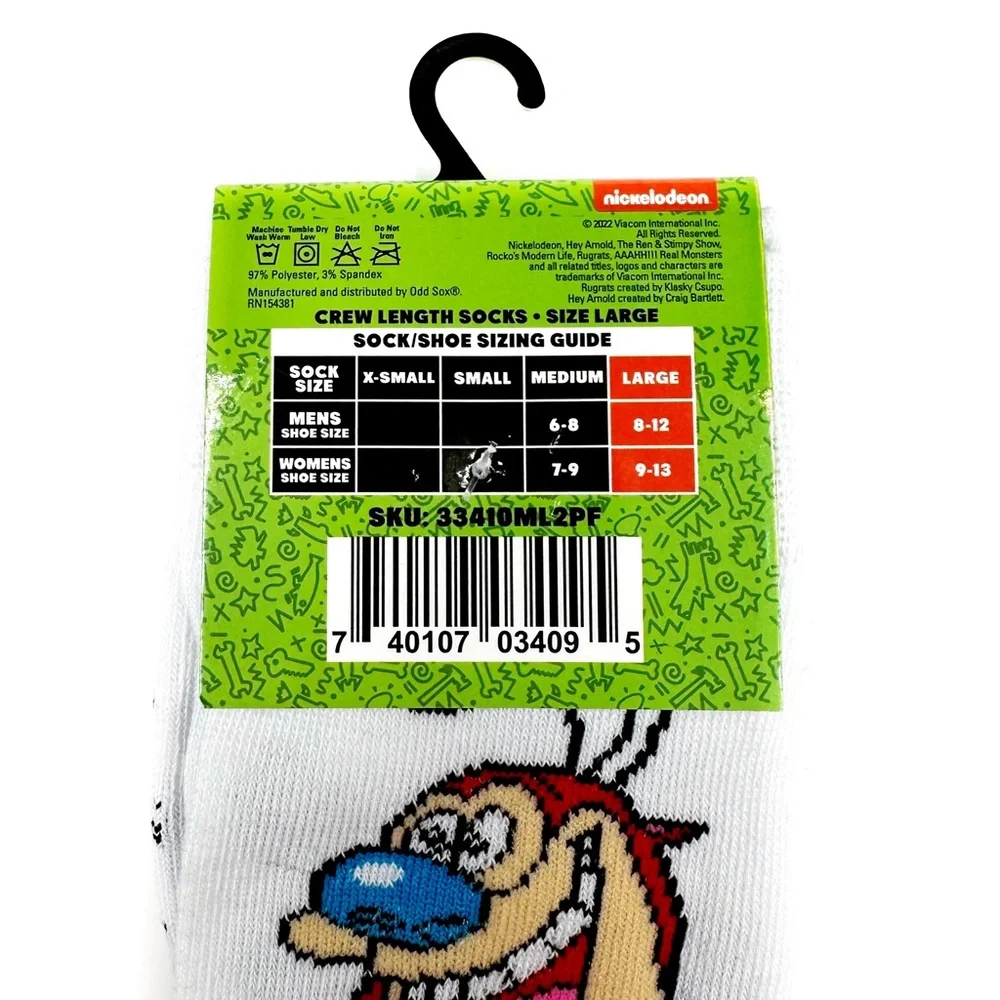 Nickelodeon 90s Retro Crew Socks Mens Womens Hey Arnold Rugrats Fun Novelty Gift